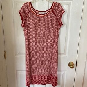 Max Studio Red & Orange Patterned Cap-Sleeve Midi Dress